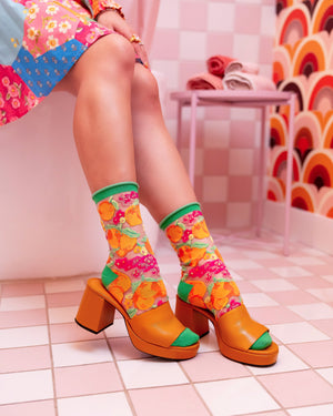 Sock candy fruit print socks for women sheer fruit socks