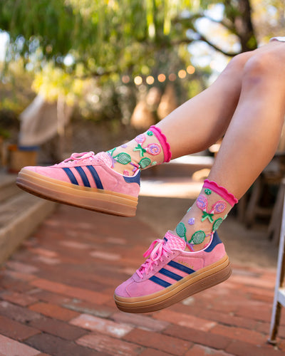 Sock candy tenniscore ruffle sheer socks tennis fashion socks adidas gazelles